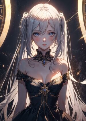 Anime Girl Morgana: Elegant Fantasy Art Print - Premium Wooden Framed Poster. Ready to Hang.