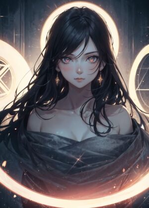 Anime Girl Arwen: Celestial Beauty - Premium Wooden Framed Poster. Ready to Hang.