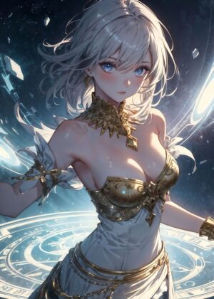 Anime Girl Morgana: Celestial Enchantress Art Print - Premium Wooden Framed Poster. Ready to Hang.