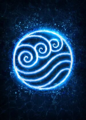 Glowing Water Tribe Symbol Artwork - Premium Wooden Framed Poster. Ready to Hang.