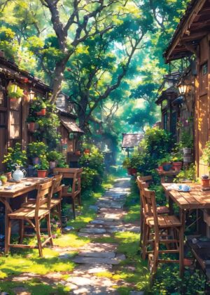 Kyoto Serenity Path: A Tranquil Escape - Premium Wooden Framed Poster. Ready to Hang.