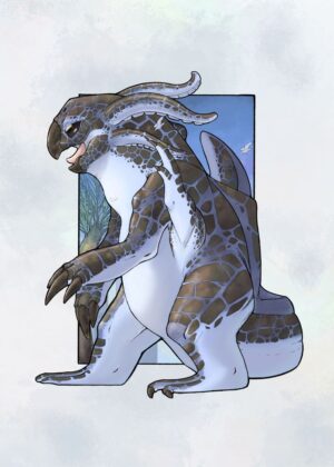 Kaijune No1: Whimsical Creature Art Print - Premium Wooden Framed Poster. Ready to Hang.