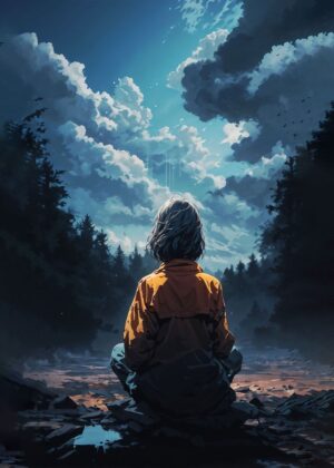 Ethereal Light: A Moment of Solitude - Premium Wooden Framed Poster. Ready to Hang.