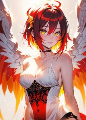 Angelic Wings: A Celestial Beauty - Premium Wooden Framed Poster. Ready to Hang.