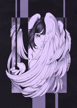 Angelic Wings: A Gothic Art Print - Premium Wooden Framed Poster. Ready to Hang.
