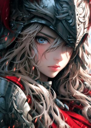 Valkyrie Celestial Might: A Breathtaking Fantasy Artwork - Premium Wooden Framed Poster. Ready to Hang.