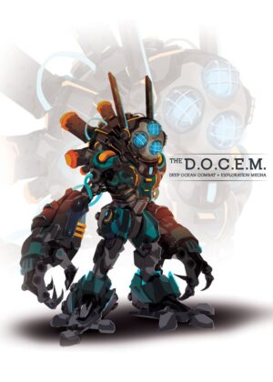 Deep Ocean Combat and Exploration Mecha Artwork - Premium Wooden Framed Poster. Ready to Hang.