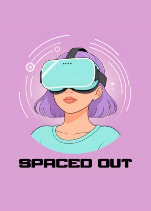 Virtual Reality Dreamscape: A Retro-Futuristic Illustration - Premium Wooden Framed Poster. Ready to Hang.