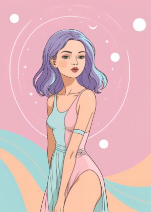 Cosmic River Her Dress: Celestial Beauty Art Print - Premium Wooden Framed Poster. Ready to Hang.