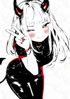 Kawaii Anime Succubus Art Print - Premium Wooden Framed Poster. Ready to Hang.