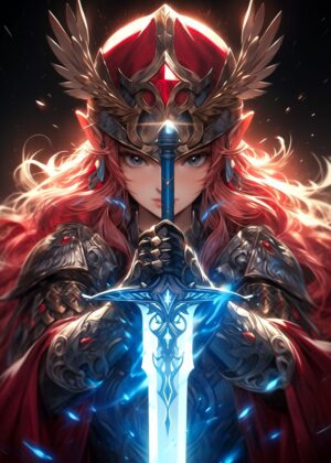Steel and Savior: Fantasy Art Print - Premium Wooden Framed Poster. Ready to Hang.