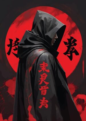 Itachi Red Moon: A Striking Anime-Inspired Artwork - Premium Wooden Framed Poster. Ready to Hang.