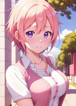 Adorable Anime Girl Art Print - Premium Wooden Framed Poster. Ready to Hang.