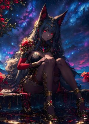 Nightmare Anime Lady: Dark Fantasy Art Print - Premium Wooden Framed Poster. Ready to Hang.