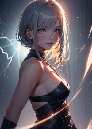 Anime Girl Asuka: Stunning Digital Art Print - Premium Wooden Framed Poster. Ready to Hang.