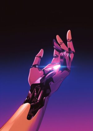 Artificial Intelligence: A Cyberpunk Vision - Premium Wooden Framed Poster. Ready to Hang.
