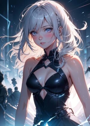 Stunning Anime Girl Artwork: Digital Painting - Premium Wooden Framed Poster. Ready to Hang.