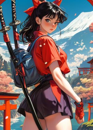 A Traveler's Grace: Anime Art Print - Premium Wooden Framed Poster. Ready to Hang.