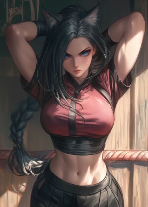 Fierce Kunoichi: Anime Art Print - Premium Wooden Framed Poster. Ready to Hang.