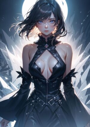 Anime Girl Livia: Dark Fantasy Art Print - Premium Wooden Framed Poster. Ready to Hang.