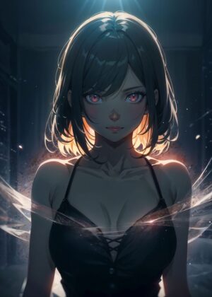 Anime Girl Octavia: A Dark Beauty - Premium Wooden Framed Poster. Ready to Hang.
