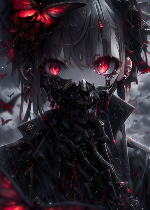 Deadly Robotic Anime Girl Art Print - Premium Wooden Framed Poster. Ready to Hang.