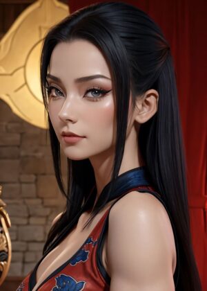 Anime Girl in Traditional Kimono - Digital Art Print - Premium Wooden Framed Poster. Ready to Hang.