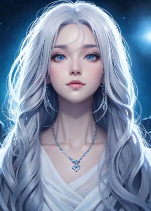 Beautiful Snow Princess: Digital Art Print - Premium Wooden Framed Poster. Ready to Hang.