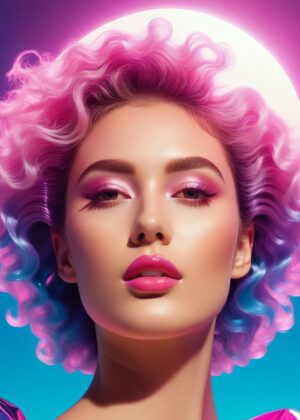 Retrofuturistic Dream Girl: Vaporwave Art Print - Premium Wooden Framed Poster. Ready to Hang.
