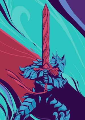 Demons Slayer: A Fierce Warrior's Illustrated Tale - Premium Wooden Framed Poster. Ready to Hang.