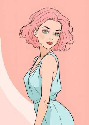 Salmon Pink Breeze: A Retro-Inspired Art Print - Premium Wooden Framed Poster. Ready to Hang.