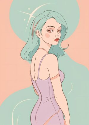 Shy Girl: A Retro-Inspired Illustration - Premium Wooden Framed Poster. Ready to Hang.