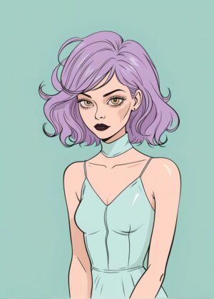 Goth Babe: A Pastel Goth Girl Art Print - Premium Wooden Framed Poster. Ready to Hang.