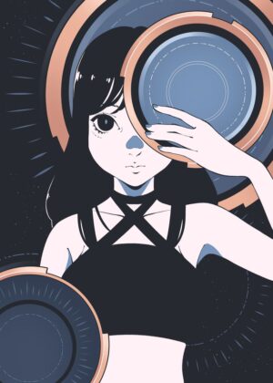 Cyberpunk Anime Girl Art Print - Premium Wooden Framed Poster. Ready to Hang.