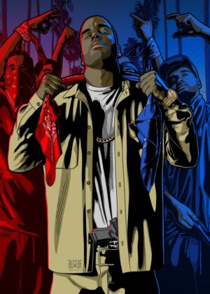 Gangster Art Print: Urban Street Style - Premium Wooden Framed Poster. Ready to Hang.