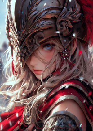 Valkyrie Steel Unleashed: Digital Art Print - Premium Wooden Framed Poster. Ready to Hang.