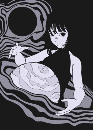 The Rings: An Anime-Inspired Celestial Artwork - Premium Wooden Framed Poster. Ready to Hang.