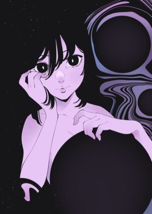 Cosmic Illusion: A Whimsical Journey into the Depths of Space - Premium Wooden Framed Poster. Ready to Hang.