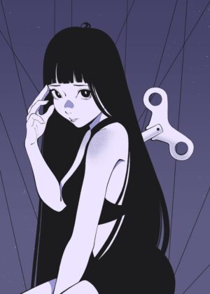 Wind-Up Girl: A Melancholy Anime Art Print - Premium Wooden Framed Poster. Ready to Hang.