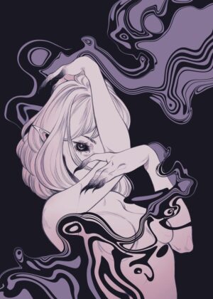 Guidance: A Mystical Figure in a Swirling Vortex of Color - Premium Wooden Framed Poster. Ready to Hang.