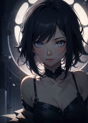 Mysterious Anime Girl Artwork - Premium Wooden Framed Poster. Ready to Hang.