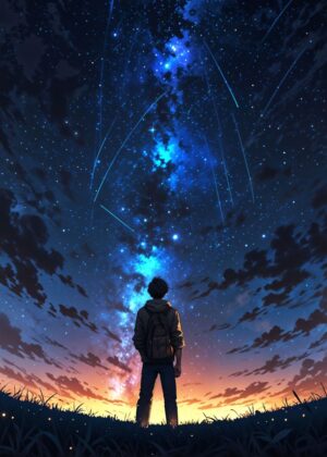 Gazing at the Cosmos: A Night Sky Masterpiece - Premium Wooden Framed Poster. Ready to Hang.