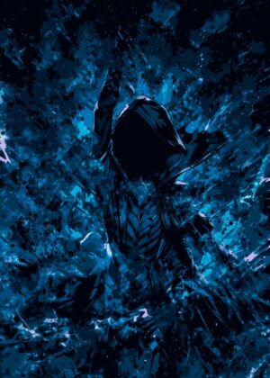 Dark Fantasy Art Print: Mysterious Hooded Figure - Premium Wooden Framed Poster. Ready to Hang.