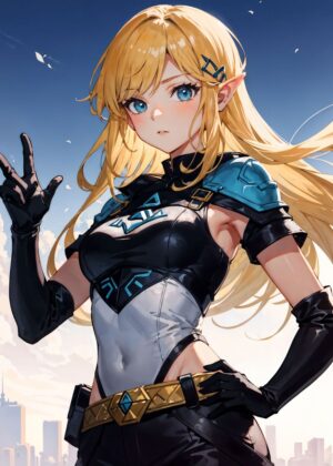 Anime Elf Girl Art Print - Premium Wooden Framed Poster. Ready to Hang.