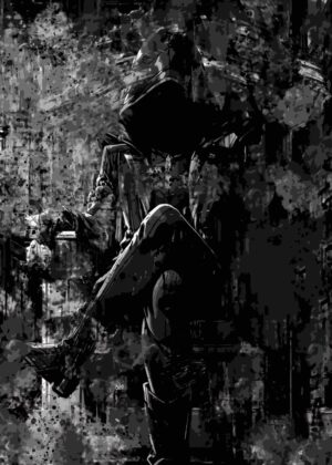 I Am Atomic: Dark Figure in Urban Decay - Premium Wooden Framed Poster. Ready to Hang.