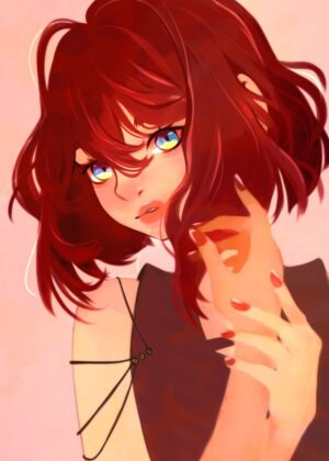 Rouge Becomes Her: A Captivating Anime-Style Art Print - Premium Wooden Framed Poster. Ready to Hang.