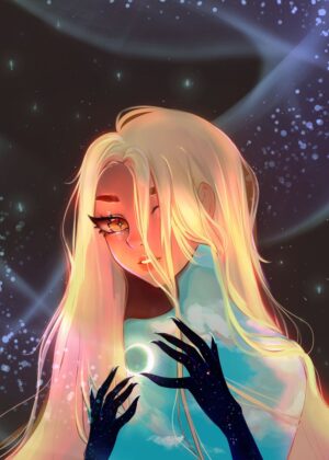 Solar Eclipse Chan: Celestial Beauty Art Print - Premium Wooden Framed Poster. Ready to Hang.