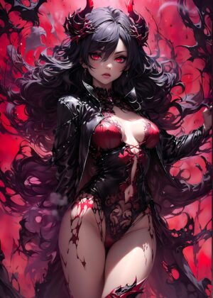 Bloody Magical Girl: Dark Fantasy Art Print - Premium Wooden Framed Poster. Ready to Hang.