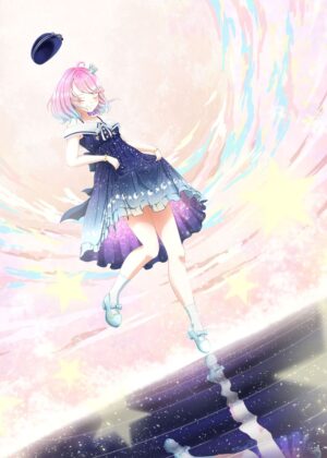 Luna Reflections: A Dreamy Anime Artwork - Premium Wooden Framed Poster. Ready to Hang.