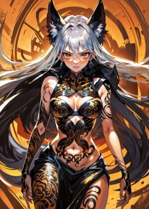 Defiant Debutante: A Striking Anime Art Print - Premium Wooden Framed Poster. Ready to Hang.